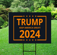 Black - Orange Keep America Great Trump 2024 Yard Sign w/ Stake