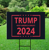 Black - Red Keep America Great Trump 2024 Yard Sign w/ Stake