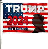 Trump Flag 3x5 Feet I'll Be Back, Trump 2024 Silhouette Shadow