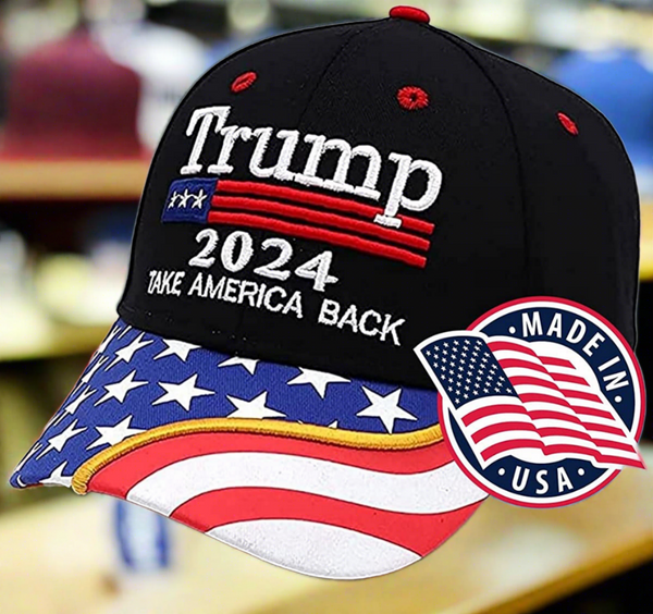 Made in USA Trump 2024 Hat Donald Trump Hat Take America Back MAGA USA Embroidery Adjustable Baseball Cap Black