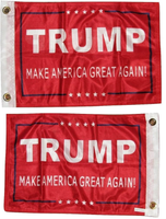 AES 12x18 President Trump Great Red 2 Faced 2-ply Wind Resistant Flag 12x18 Inch House Banner Brass Grommets Fade Resistant Double Stitched Premium Quality Polyester Nylon