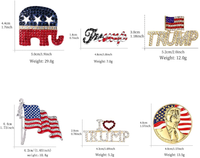 WeimanJewelry Lot 6pcs Enamel Rhinestone Crystal Republican Party Elephant Trump American Flag Political Brooch Pin Set