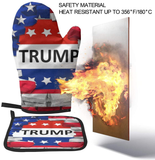 American USA Trump Flag Oven Mitts and Pot Holders Sets Heat Resistant Kitchen Oven Gloves Mats for Holiday Cooking Baking BBQ