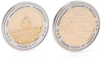 Commemorative Medal Set | 2 Trump Coins Set | 24 Carat Plated Gold Trump Coins | Velvet Presentation Box with Presidential Seal