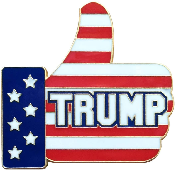CandiSen Donald Trump Thumbs Up Pin  - Made in USA - President Trump Gift, Metal Enamel Button on American Flag
