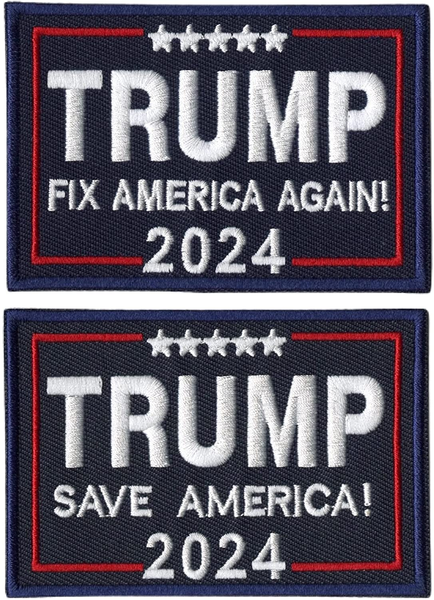 2pc Trump MAGA Patriotic Patches | Save American Again! | Embroidered Iron On | FIX America - by Nixon Thread Co.