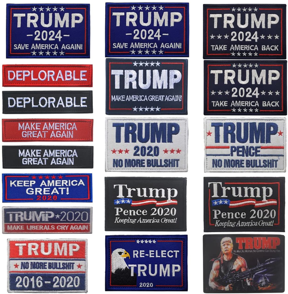 18 PCS Trump Patches Trump 2024 Save America Again Patch Take America Back Patch Hook and Loop