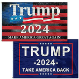 Donald Trump 2024 Flag - Take America Back and Make America Great Again Flag , 3x5ft 2 Packs. perfect for Re-elect Trump Outdoor Indoor Decor