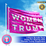 Lysti Donald Trump Flag 3x5 Women for Trump USA Large Make America Great Again Polyester US President Flag (2 Pc - Pink)