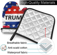 American USA Trump Flag Oven Mitts and Pot Holders Sets Heat Resistant Kitchen Oven Gloves Mats for Holiday Cooking Baking BBQ