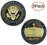5 Pack Donald Trump Gold Plated Seal of The President Commemorative Coin Set