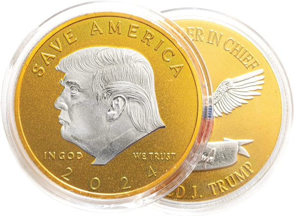 Trump Coins 2024 w Coin Case Set of 2 Collectible Coins