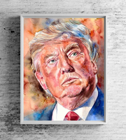 President Donald Trump Portrait-8 x 10" Presidential Wall Art Painting-Ready to Frame. Inspirational Patriotic Poster Print. Home-Office-School-Library Decor. Great for Republican & Patriot Friends!