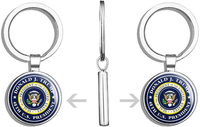 Round Donald J Trump 45th US President - Seal pro Logo Official Double Sided Stainless Steel Keychain Key Ring Chain Holder Car/Key Finder