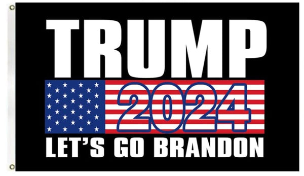 Trump 2024 Flag Black w/ Lets Go Brandon