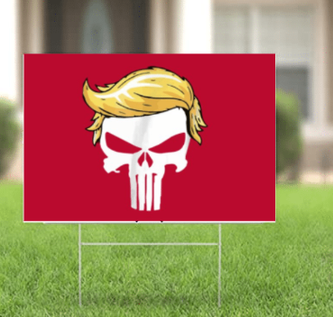 Punisher Trump Hair 2024 Yard Sign w/ Stake for Lawn