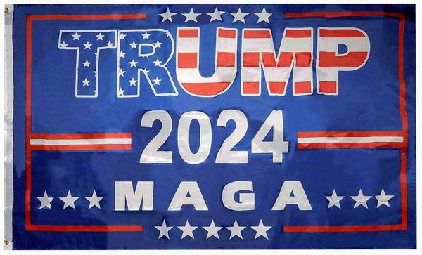 Trump 2024 MAGA Flag with American Flag Lettering