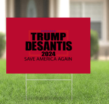 Red Trump DeSantis Save America Again 2024 Yard Sign w/ Stake for Lawn
