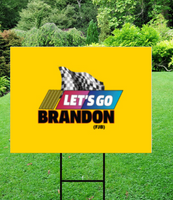 Yellow Let's Go Brandon Trump 2024 Lawn Sign w/ Stake for Yard